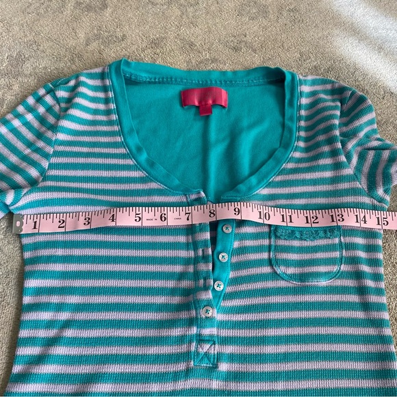 Victoria’s Secret Thermal Pajama Set Pants Henley Top Striped Metallic Small - Picture 7 of 15